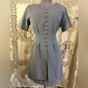 Vintage black and white gingham tie dress 12
